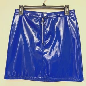 Reserved for @coracorporeal - Forever 21 Blue Vinyl Mini Skirt